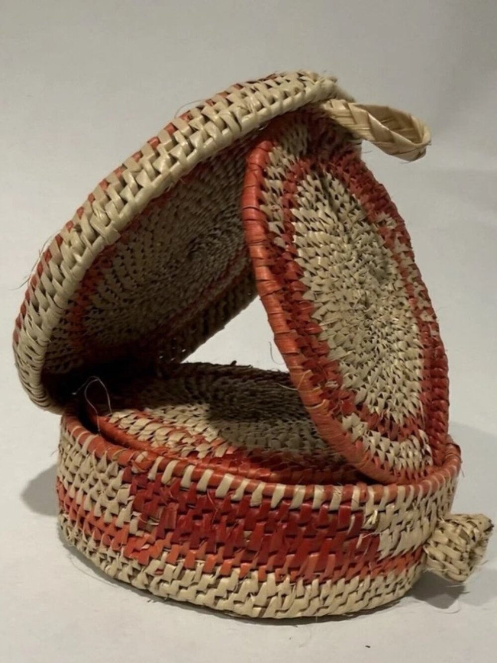 Vintage Woven Wicker Coasters Set of 6 with Basket